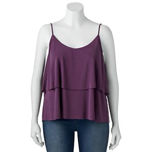 Juniors' Plus Size Mudd® Tiered Flutter Tank