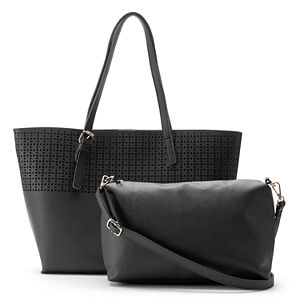 Olivia Miller Irena Perforated Tote with Crossbody Bag