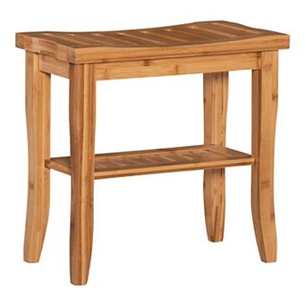 Linon Bracken Bamboo 18 in Stool