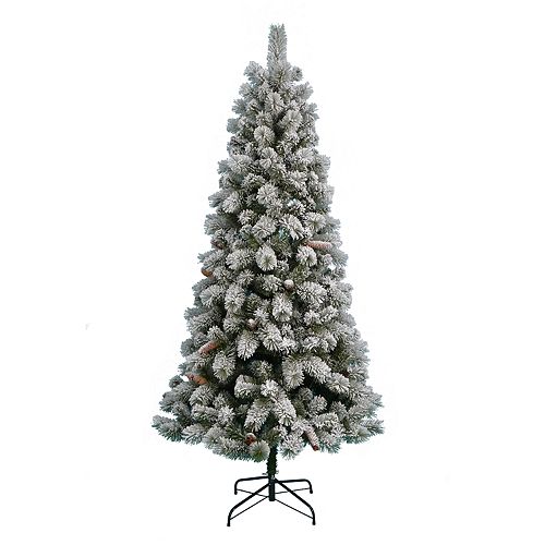 St Nicholas Square 7 Ft Pre Lit Flocked Artificial Christmas Tree