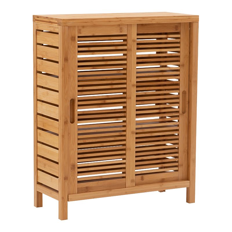 Linon Bracken Bamboo 2-Door Floor Storage Cabinet, Brown