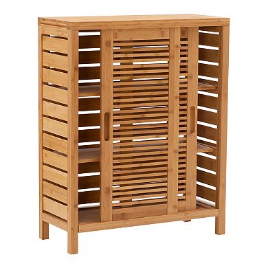 Linon Bracken Bamboo 2-Door Floor Storage Cabinet