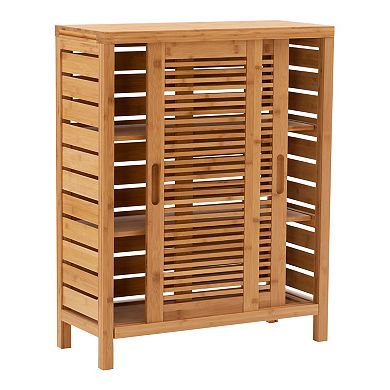 Linon Bracken Bamboo 2-Door Floor Storage Cabinet 