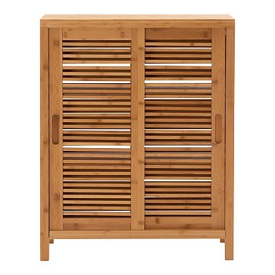 Linon Bracken Bamboo 2-Door Floor Storage Cabinet
