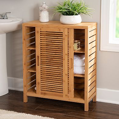 Linon Bracken Bamboo 2-Door Floor Storage Cabinet