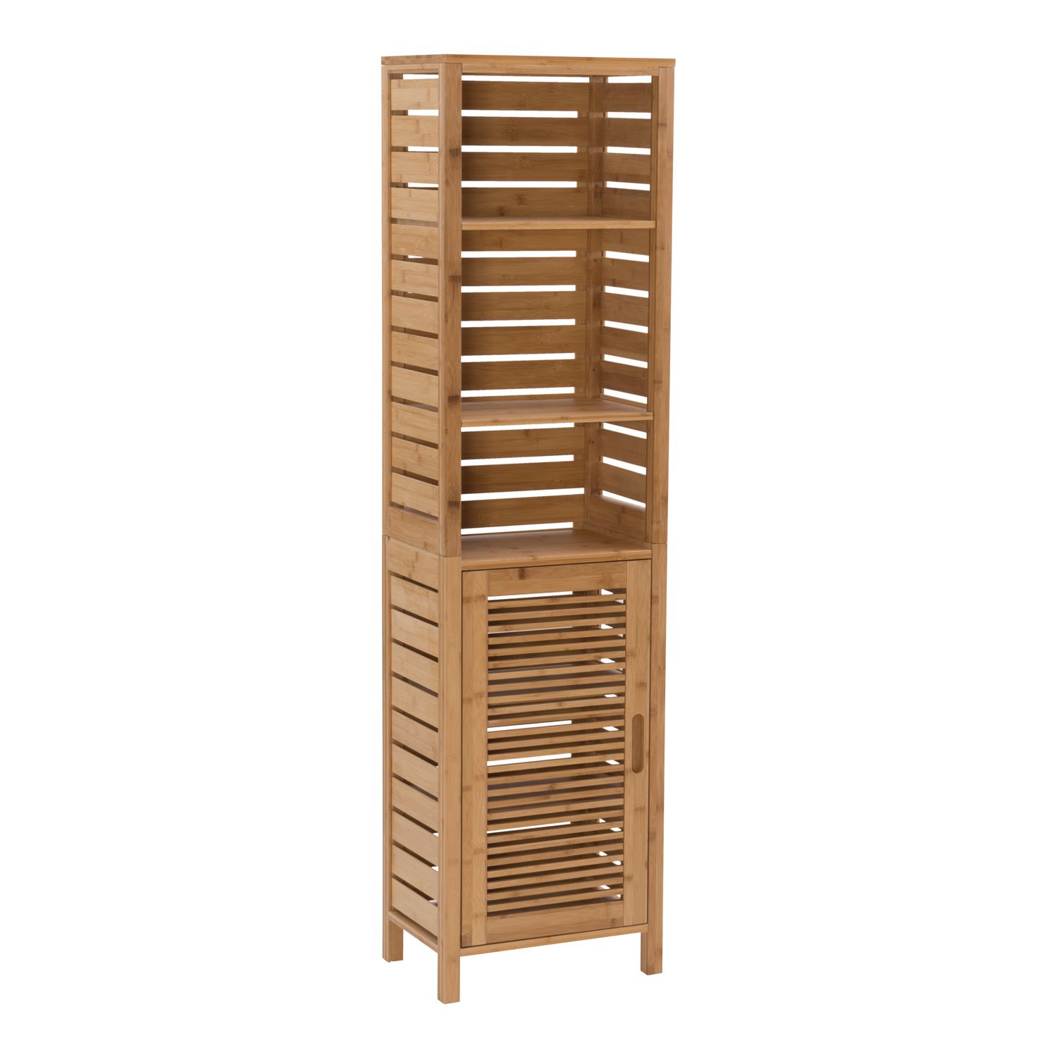 HOMCOM Bathroom Storage Cabinet, Bamboo Floor Cabinet Organizer