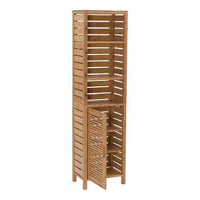 Linon Bracken Tall Bamboo Storage Cabinet