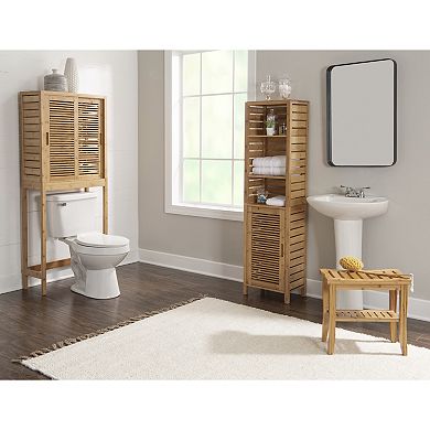 Linon Bracken Space Saver Bamboo Storage Cabinet