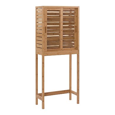 Linon Bracken Space Saver Bamboo Storage Cabinet 