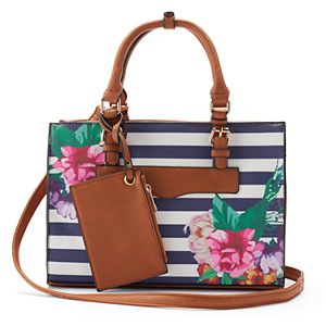 Olivia Miller Adrika Striped Floral Tote with Coin Purse