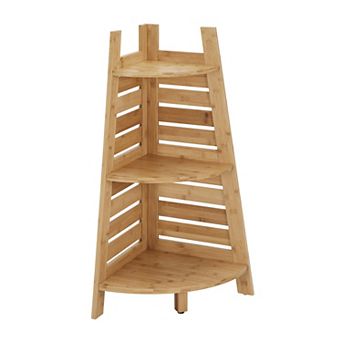 Linon Bracken Bamboo Corner Shelf