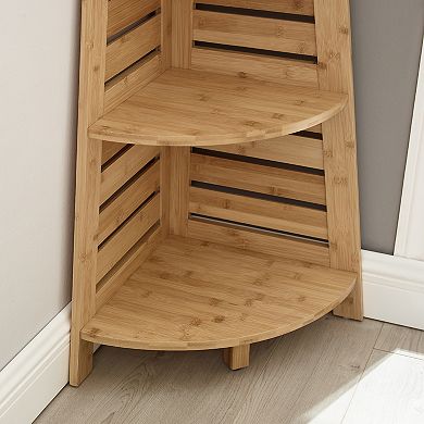 Linon Bracken Bamboo Corner Shelf