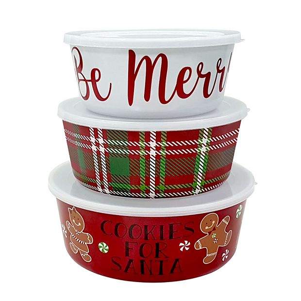 Set of 2 Acrylic Containers Stackable Christmas Holiday Cookies Treats &  More