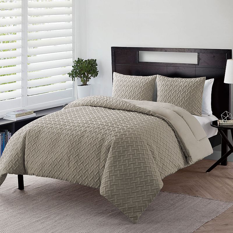 VCNY Home Nina II 3-Piece Taupe Geometric Comforter Set  Full/Queen  Adult  Unisex