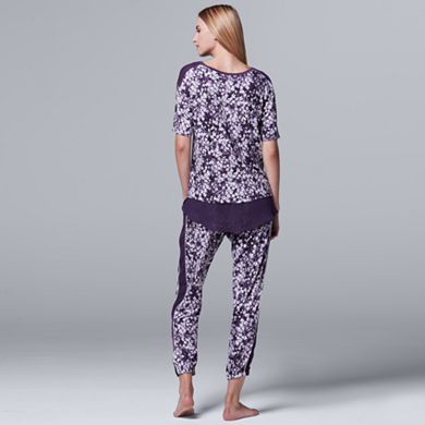 Women's Simply Vera Vera Wang Pajamas: Midsummer Story Sleep Tee & Banded Bottom Sleep Pants Pants PJ Set