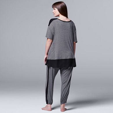 Plus Size Simply Vera Vera Wang Pajamas: Midsummer Story Sleep Tee & Banded Bottom Sleep Pants Pants PJ Set