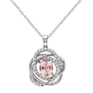 Sterling Silver Morganite & White Sapphire Knot Pendant