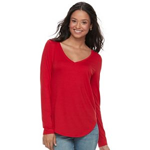 Juniors' SO® Long Sleeve V-Neck Tee