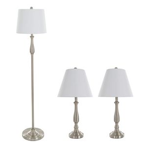 Portsmouth Home Silver Finish Table Lamp & Floor Lamp 3-piece Set