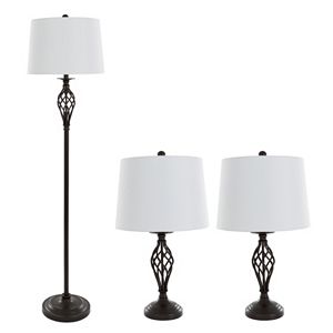 Portsmouth Home Spiral Table Lamp & Floor Lamp 3-piece Set