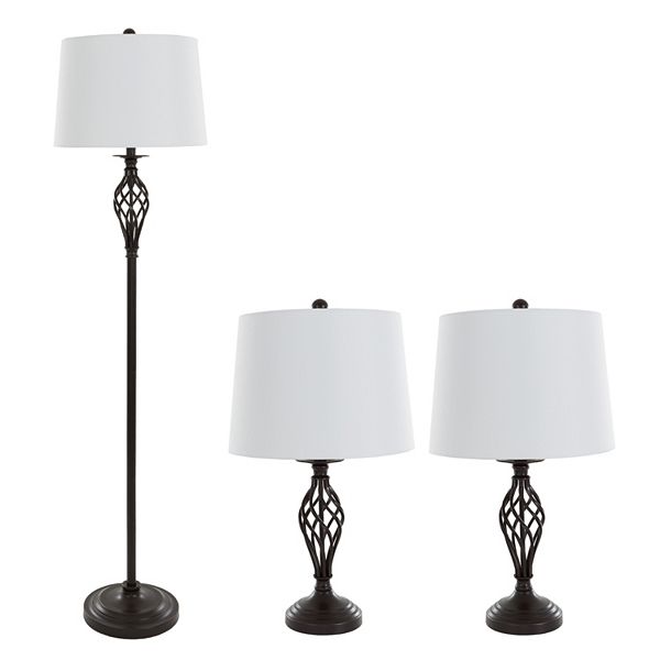 Portsmouth Home Spiral Table Lamp, Floor And Table Lamp Sets Grey