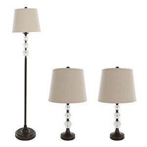 Portsmouth Home Bronze Finish Table Lamp & Floor Lamp 3-piece Set