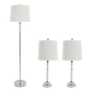 Portsmouth Home Faceted Glass Table Lamp & Floor Lamp 3-piece Set