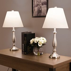 Portsmouth Home Brushed Steel Finish Table Lamp 2-piece Set