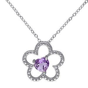 Sterling Silver Amethyst Flower Pendant