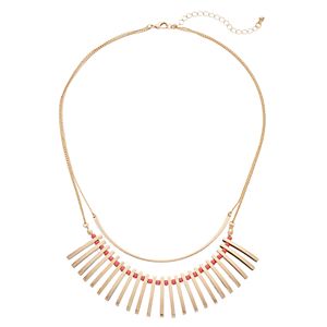 Peach Bead Stick Double Strand Necklace