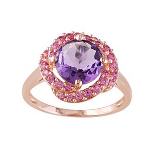 Sterling Silver Amethyst & Lab-Created Pink Sapphire Knot Ring