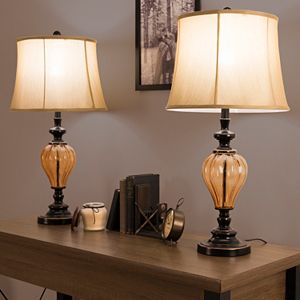 Portsmouth Home Amber Glass Lamp 2-piece Set