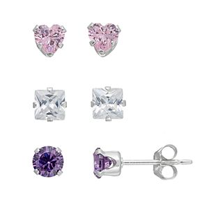 Charming Girl Kids' Cubic Zirconia Stud Earring Set