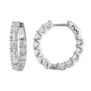 Sterling Silver Lab-Created White Sapphire Inside Out Hoop Earrings