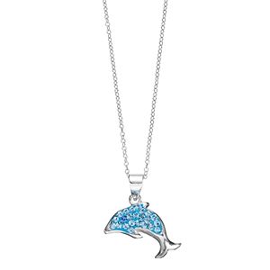Charming Girl Kids' Sterling Silver Crystal Dolphin Pendant Necklace
