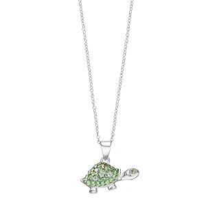 Charming Girl Kids' Sterling Silver Crystal Turtle Pendant Necklace