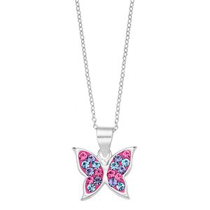Charming Girl Kids' Sterling Silver Crystal Butterfly Pendant Necklace