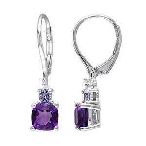 Sterling Silver Gemstone & Diamond Accent Drop Earrings