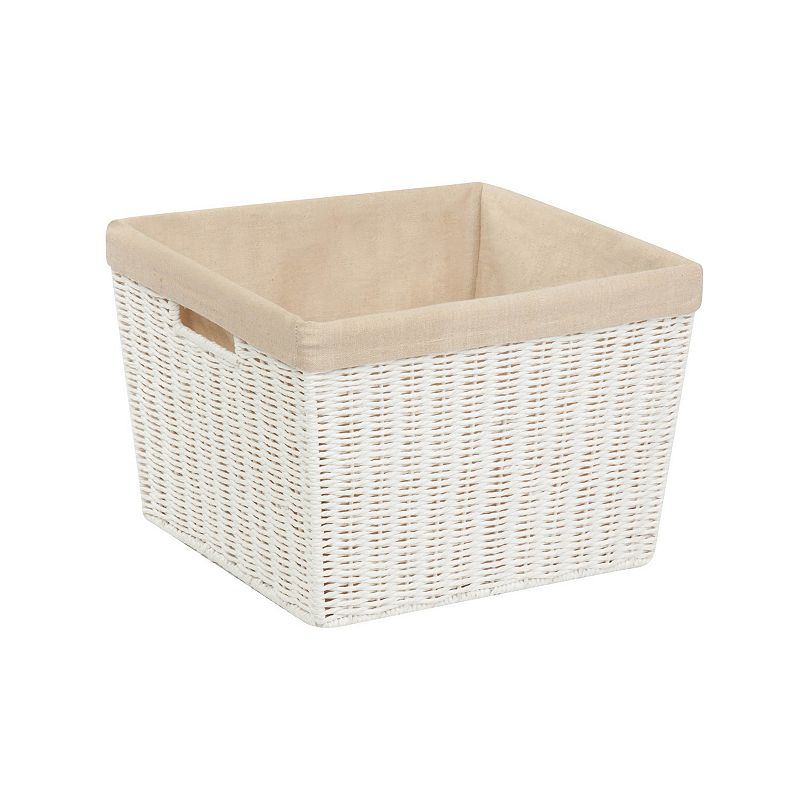 Honey-Can-Do White Parchment Cord Lined Basket, Large