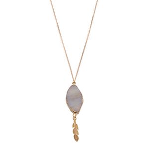 Leaf Simulated Agate Pendant Necklace