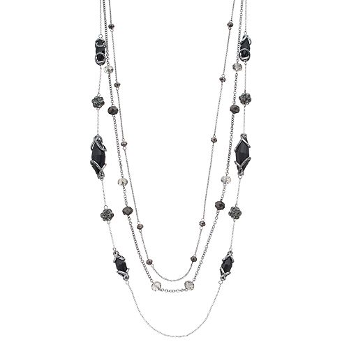 Simply Vera Vera Wang Long Black Beaded Multi Strand Necklace