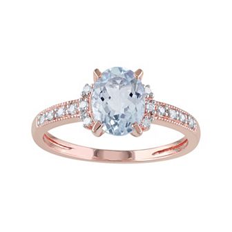 Stella Grace Sterling Silver Aquamarine & Diamond Accent Ring