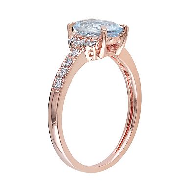 Stella Grace Sterling Silver Aquamarine & Diamond Accent Ring