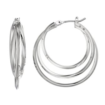 Simply Vera Vera Wang Tiered Nickel Free Triple Hoop Earrings