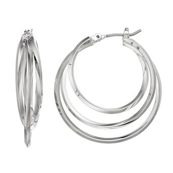 Simply Vera Vera Wang Tiered Nickel Free Triple Hoop Earrings