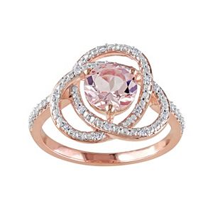 Sterling Silver Morganite & 1/10 Carat T.W. Diamond Swirl Ring