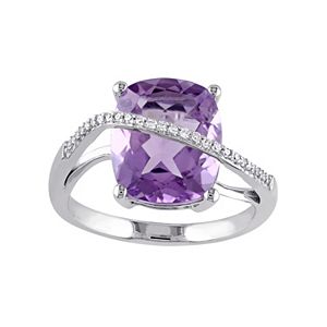 Sterling Silver Amethyst & 1/10 Carat T.W. Diamond Twist Ring