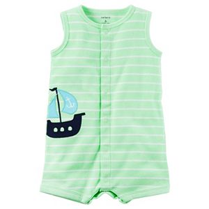 Baby Boy Carter's Striped Embroidered Applique Romper