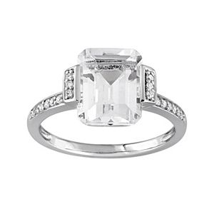 Sterling Silver White Topaz & 1/10 Carat T.W. Diamond Ring