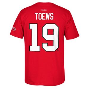Men's Reebok Chicago Blackhawks Jonathan Toews 2017 Stanley Cup Playoffs Player Tee